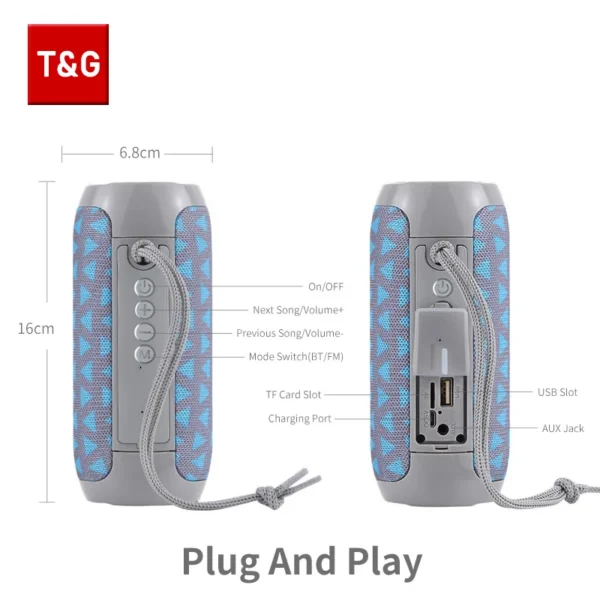 Bluetooth Speaker T&G TG117 Portable TWS Sound Box Waterproof Loudspeaker Outdoor Stereo Surround Speakers Support TF FM Radio - Image 5