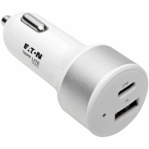 Eaton TrippLite Series Connectivity USB Car Charger Dual-port Quick Charge USB Type C & USB Type A
