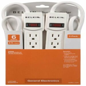 Belkin 6-Outlet Surge Protector with 2 ft Cord, 2-Pack